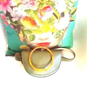 N.B. OLIVE FAUX EMBOSSED WAIST/HANDLE BAG